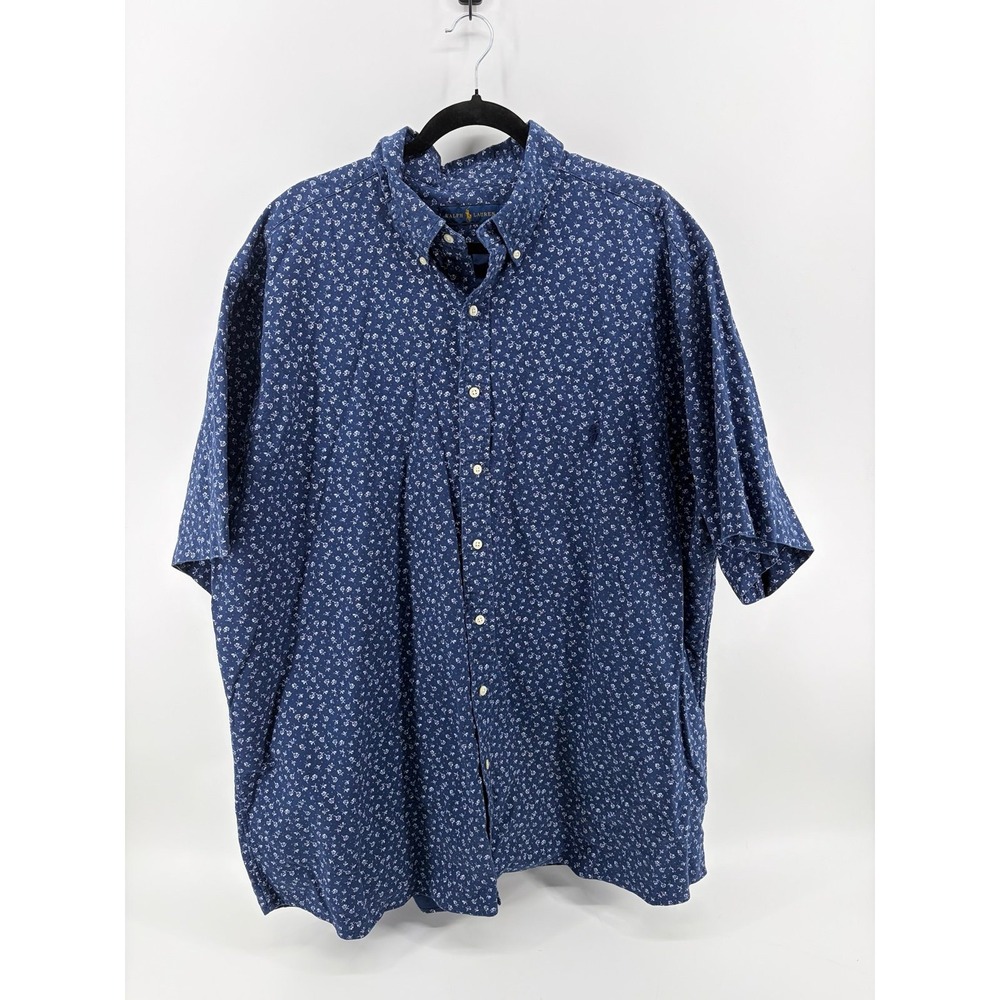 Polo Ralph Lauren, Short Sleeve Button Down, Blue Floral Print, Men's Size 2XLT